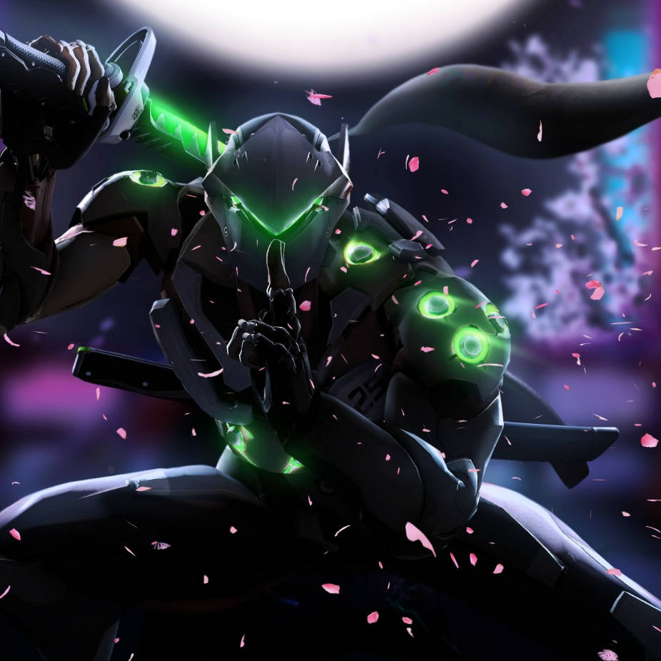 Genji, iPhone, glowing green eyes, SD Desktop Wallpaper