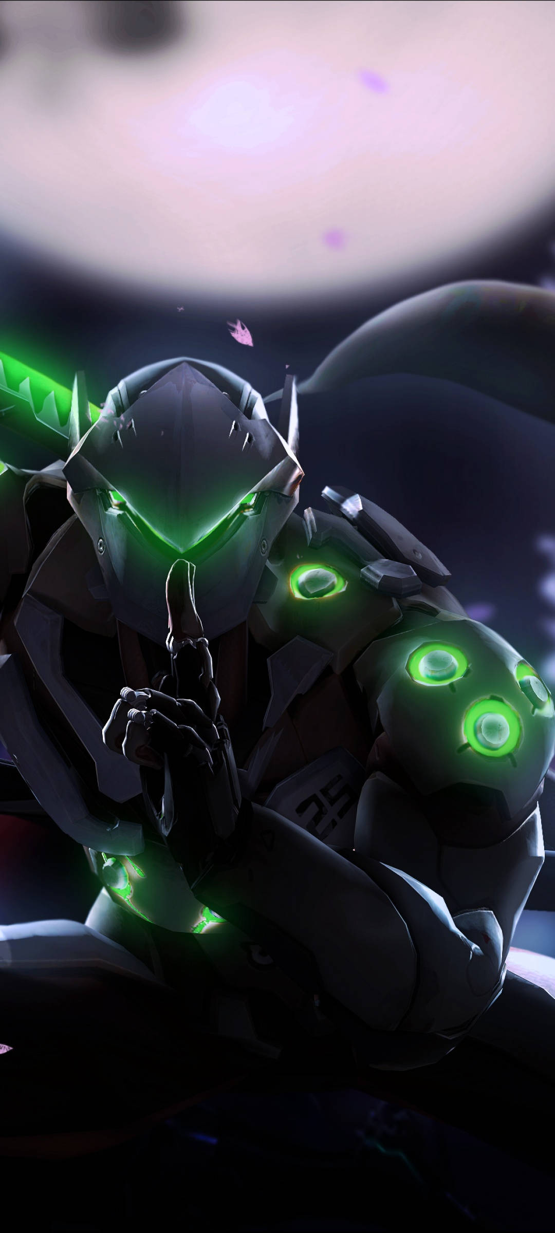 Genji, iPhone, glowing green eyes, Full HD Phone Wallpaper