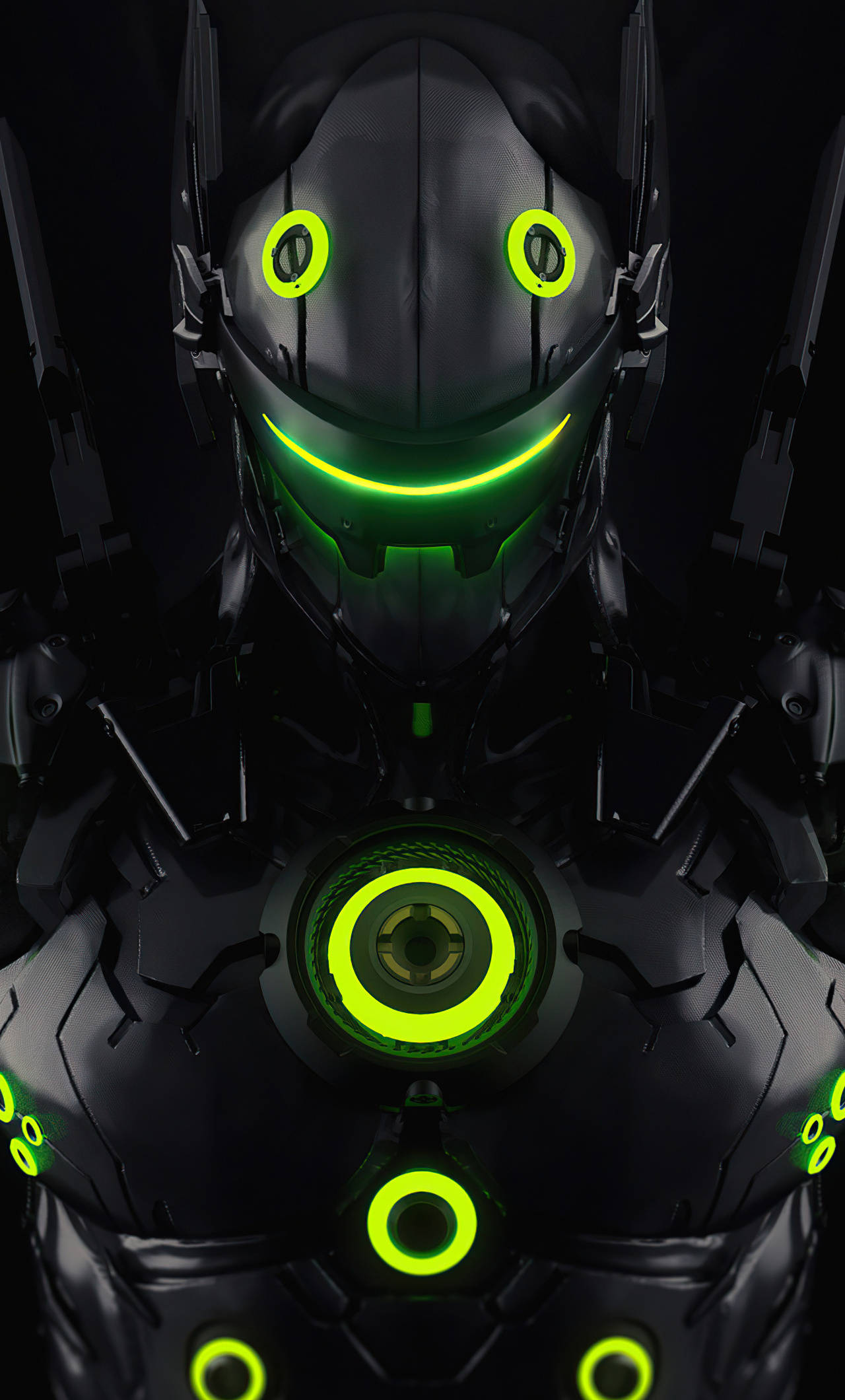 Genji, iPhone, black armored robot, Full HD Phone Wallpaper