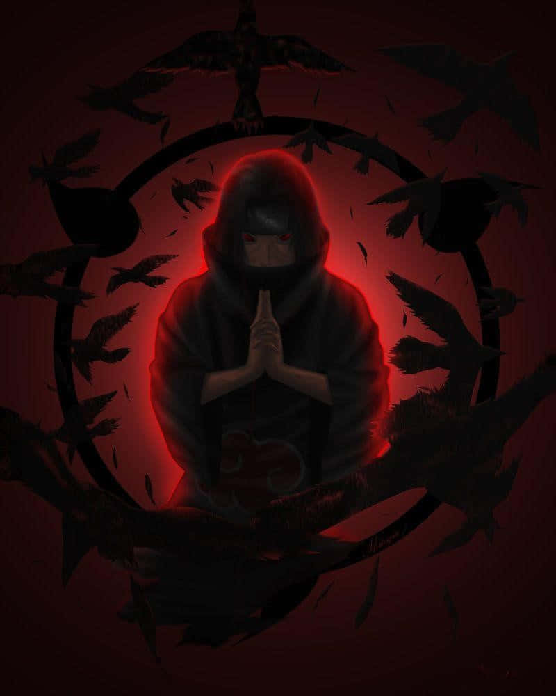 Genjutsu, hooded figure, glowing red eyes, SD Phone Wallpaper