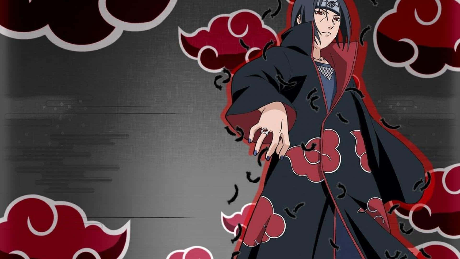 Genjutsu, black cloak, red clouds, Full HD Desktop Wallpaper