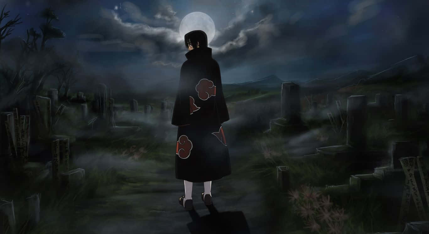 Genjutsu, black cloak, red clouds, HD Desktop Wallpaper