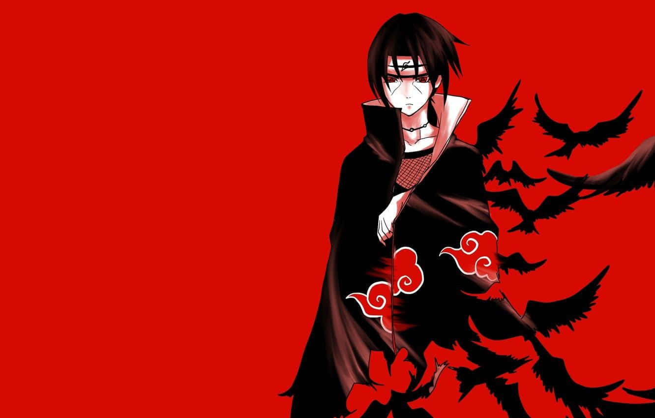 Genjutsu, black cloak with red clouds, vivid red background, HD Desktop Wallpaper