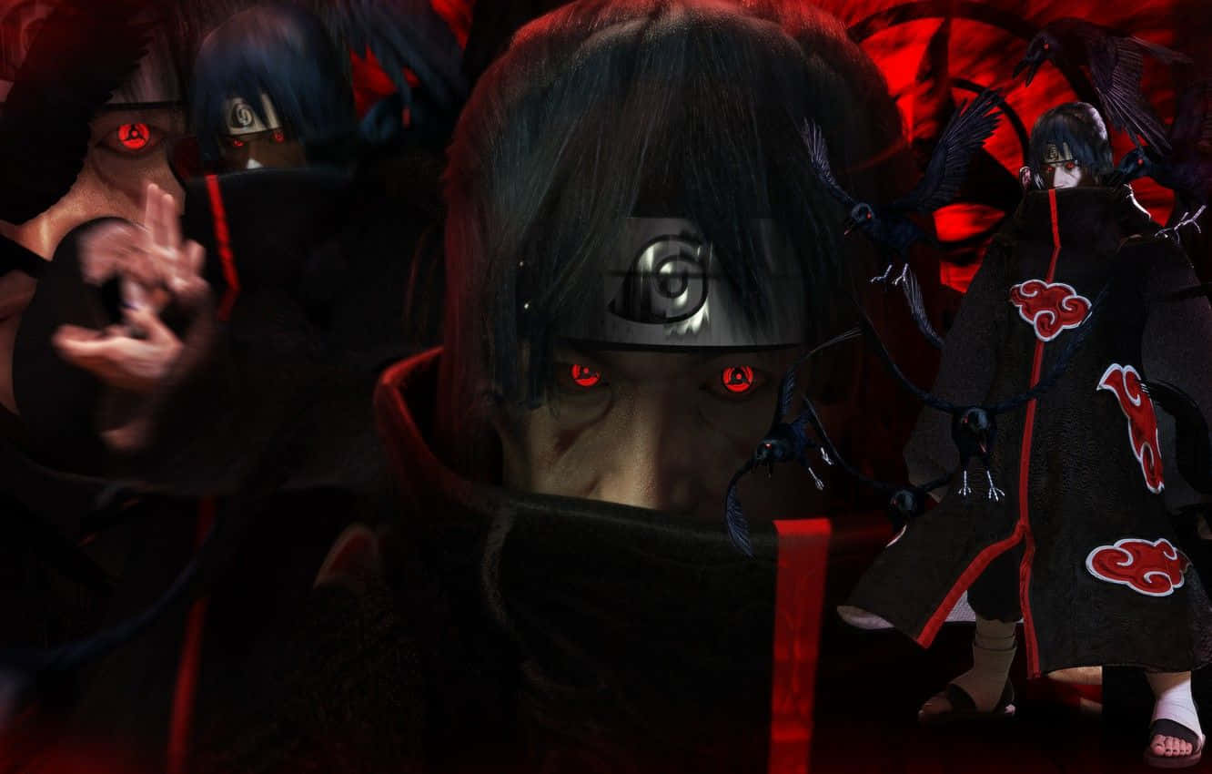 Genjutsu, glowing red eyes, black cloak, HD Desktop Wallpaper