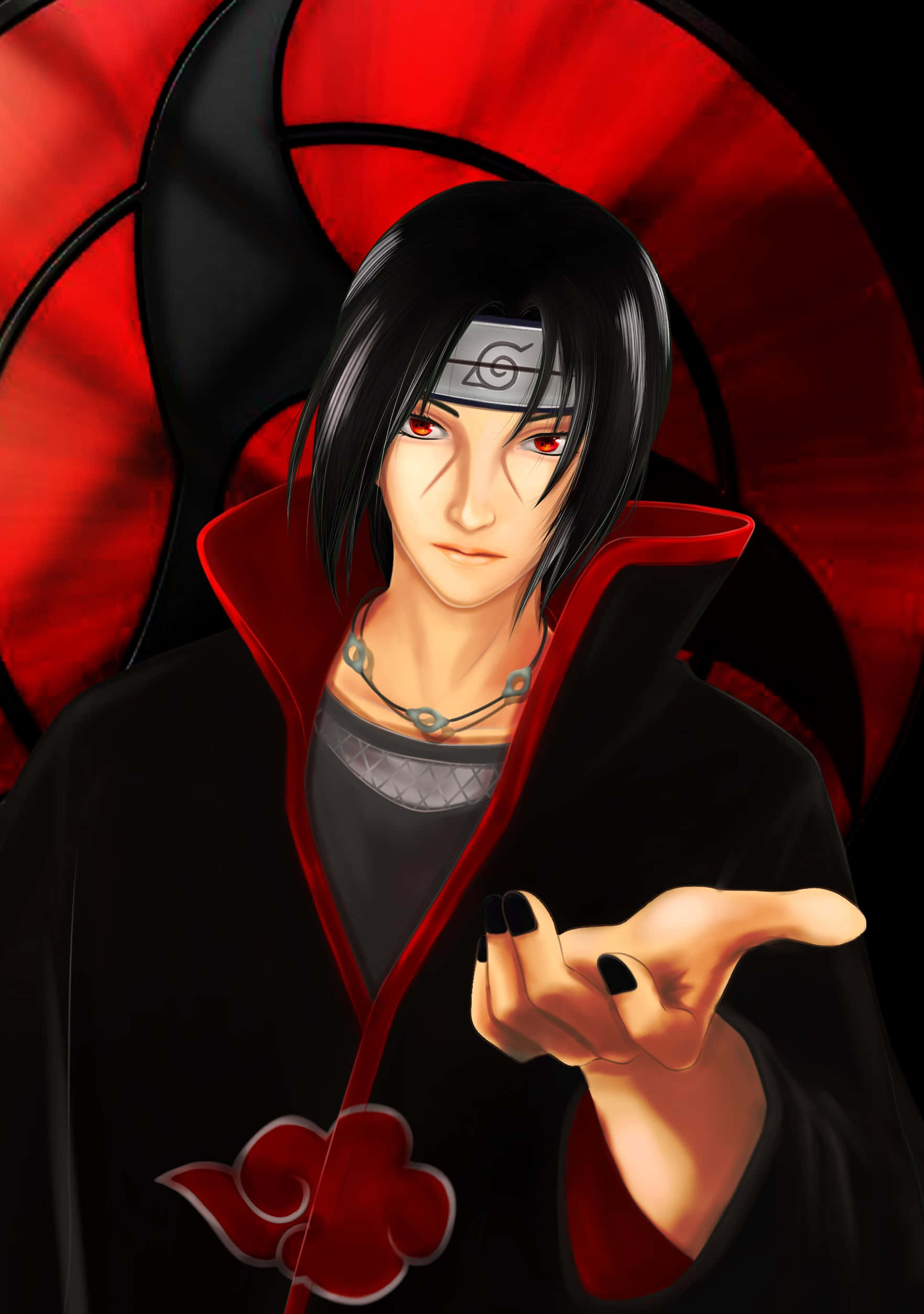 Genjutsu, red eyes, black cloak, Full HD Phone Wallpaper