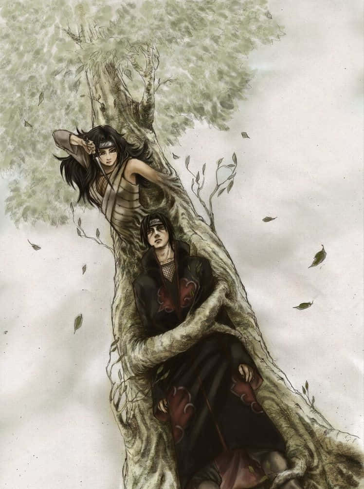 Genjutsu, anime characters, gnarled tree trunk, SD Phone Wallpaper