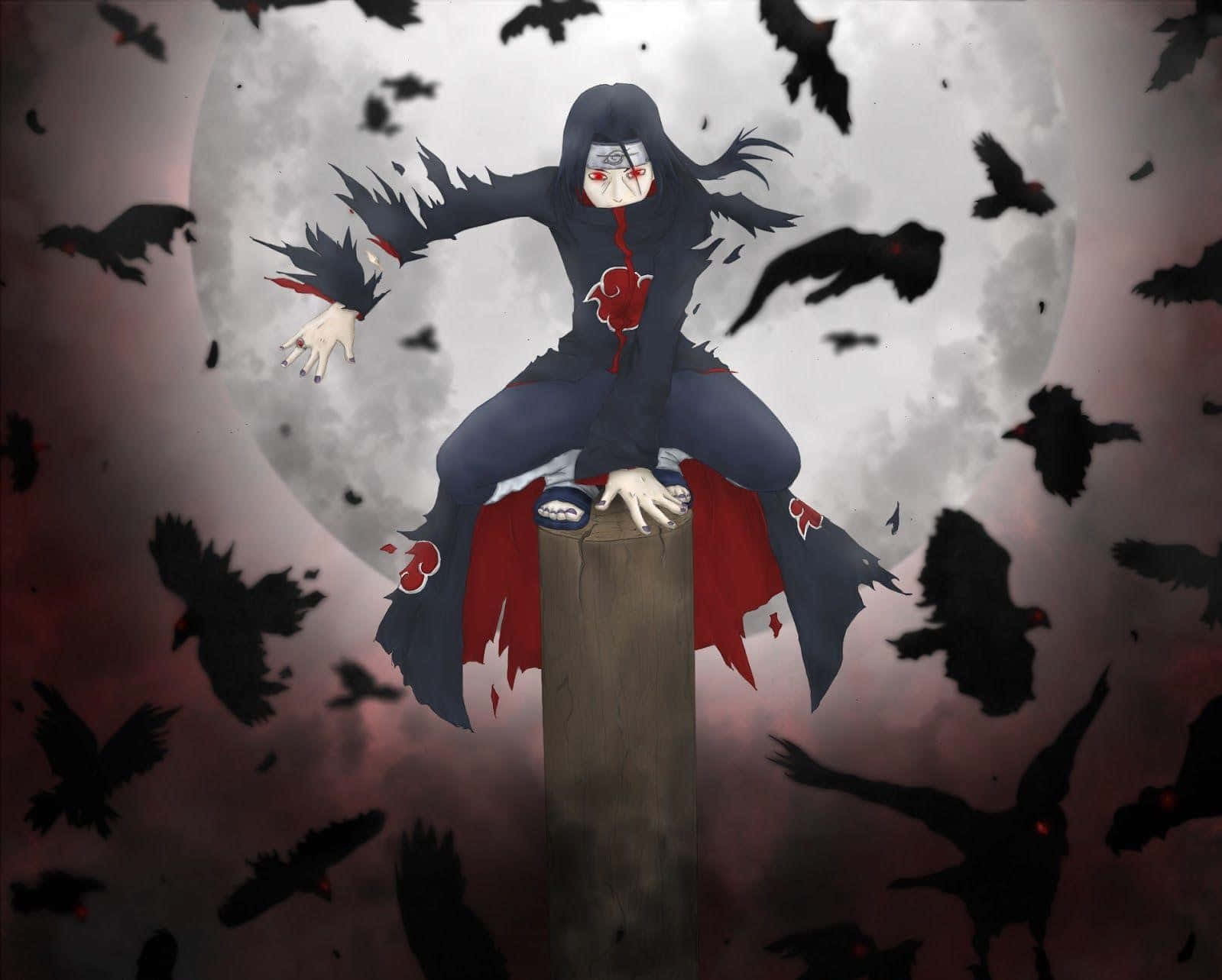 Genjutsu, dark-haired anime character, red eyes, HD Desktop Wallpaper