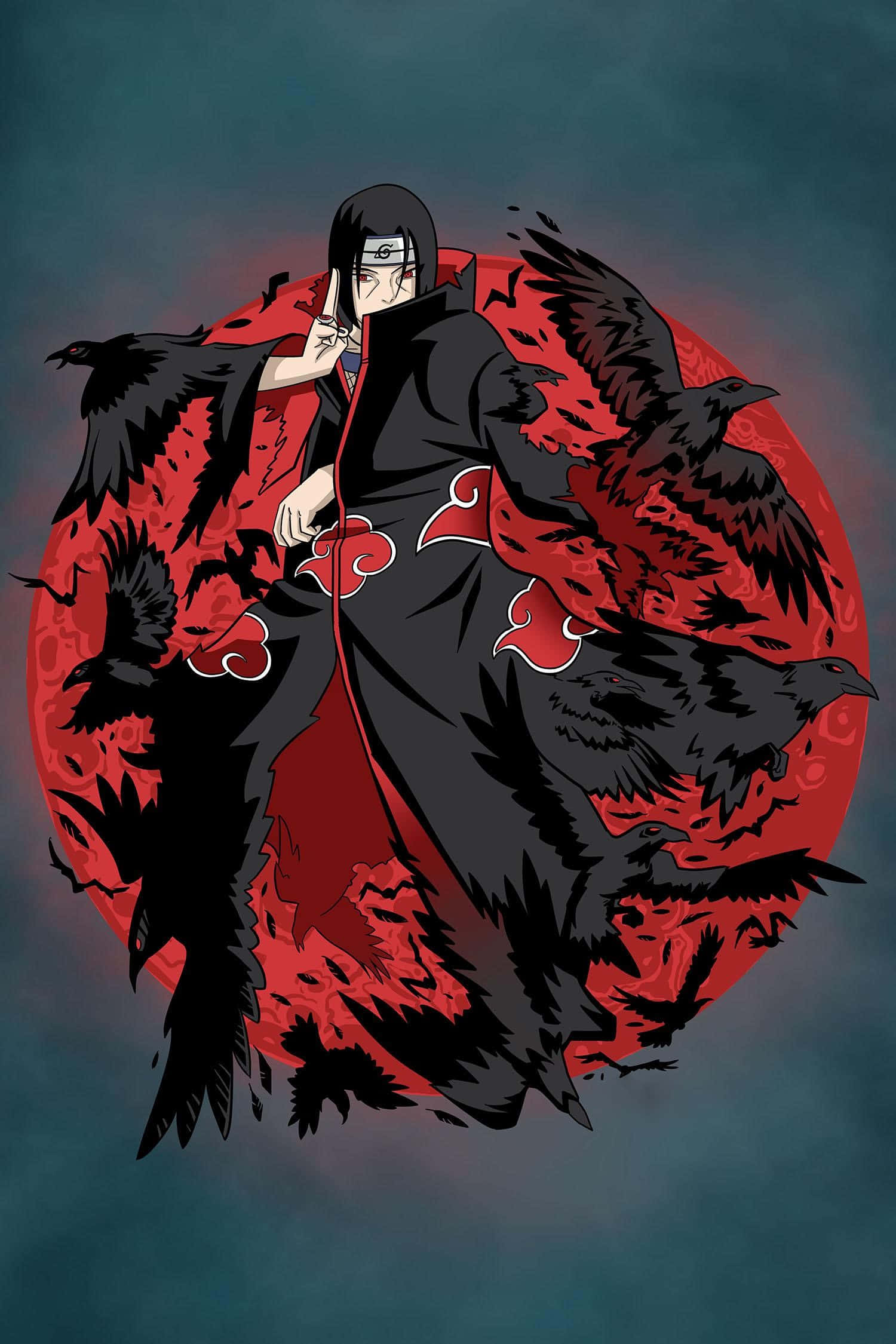 Genjutsu, black cloak with red clouds, black ravens, Full HD Phone Wallpaper