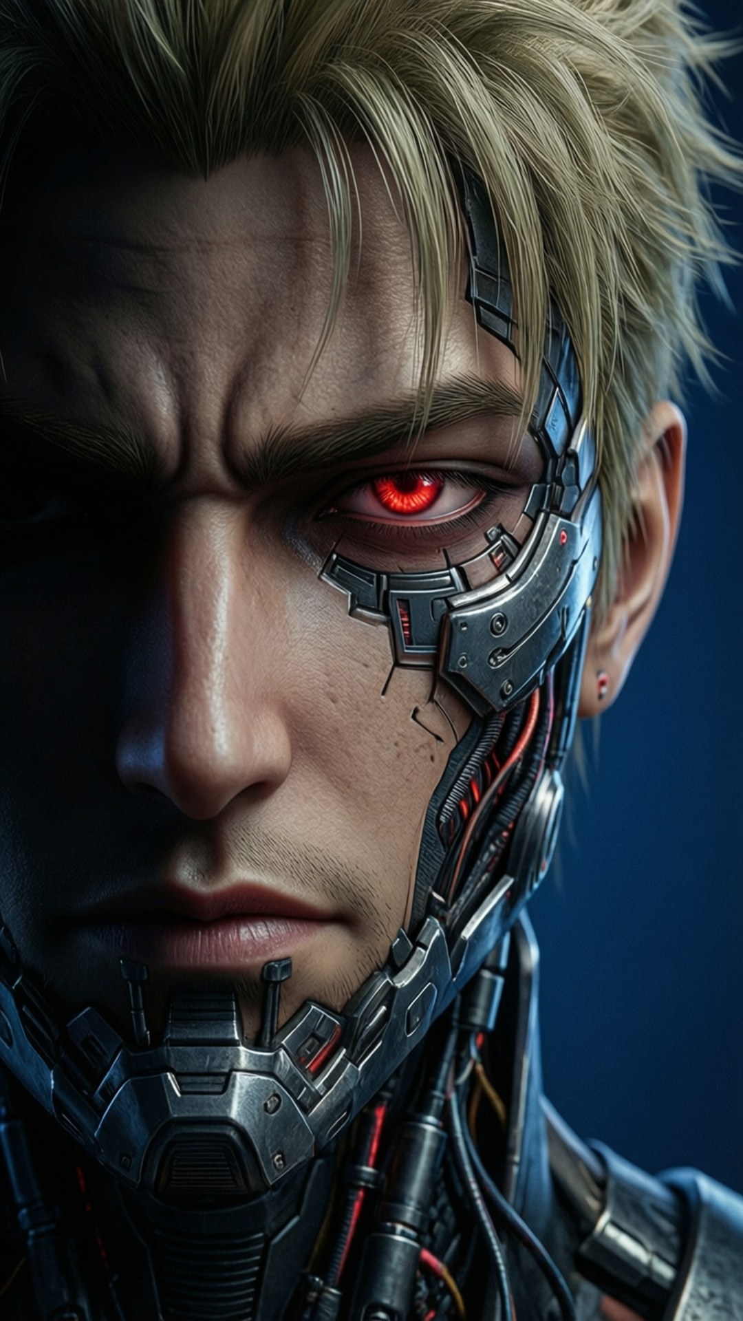 Genos, cybernetic warrior, glowing red eye, Full HD Phone Wallpaper