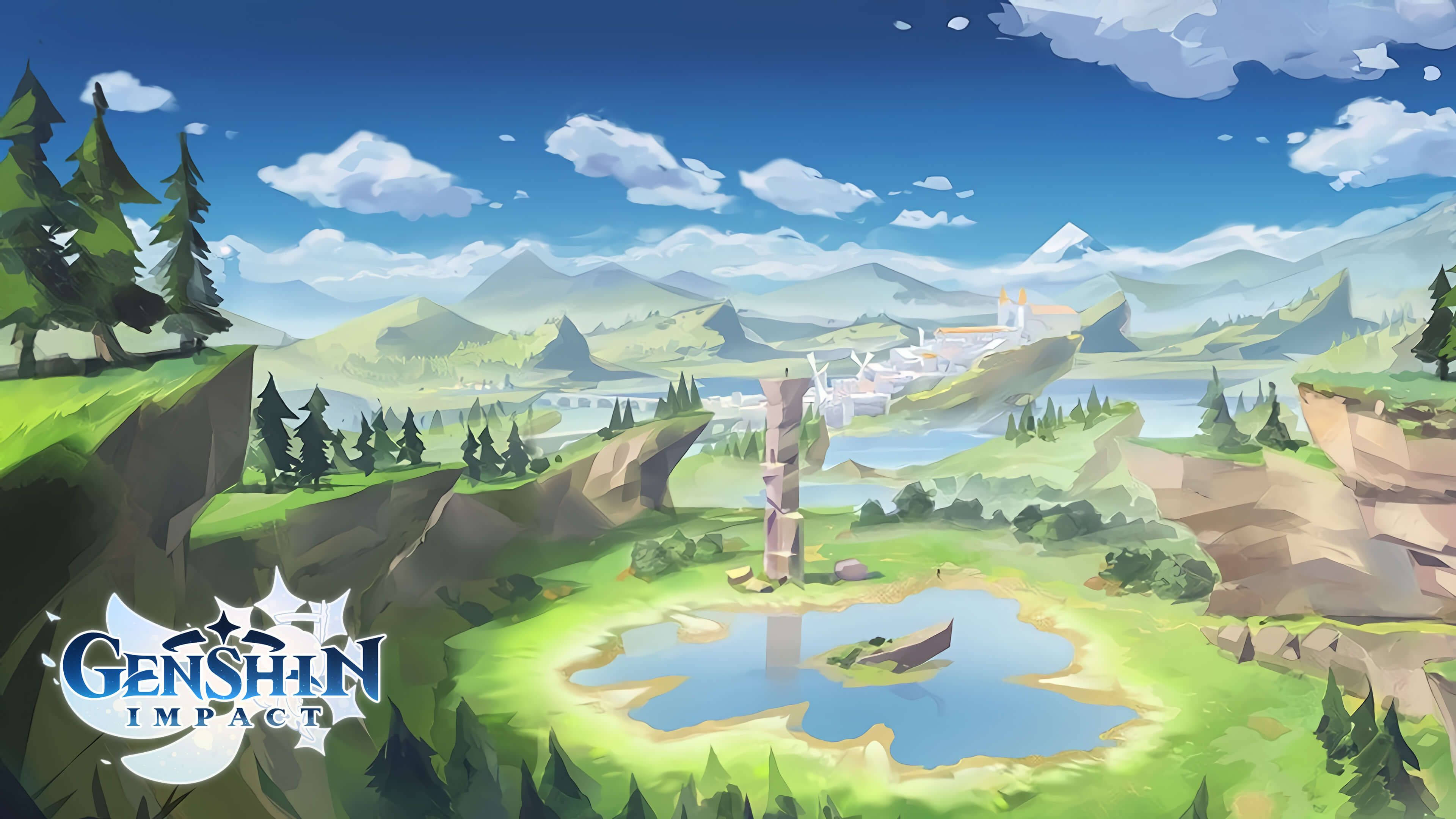 Genshin Impact, 4K, anime landscape, 4K Desktop Wallpaper