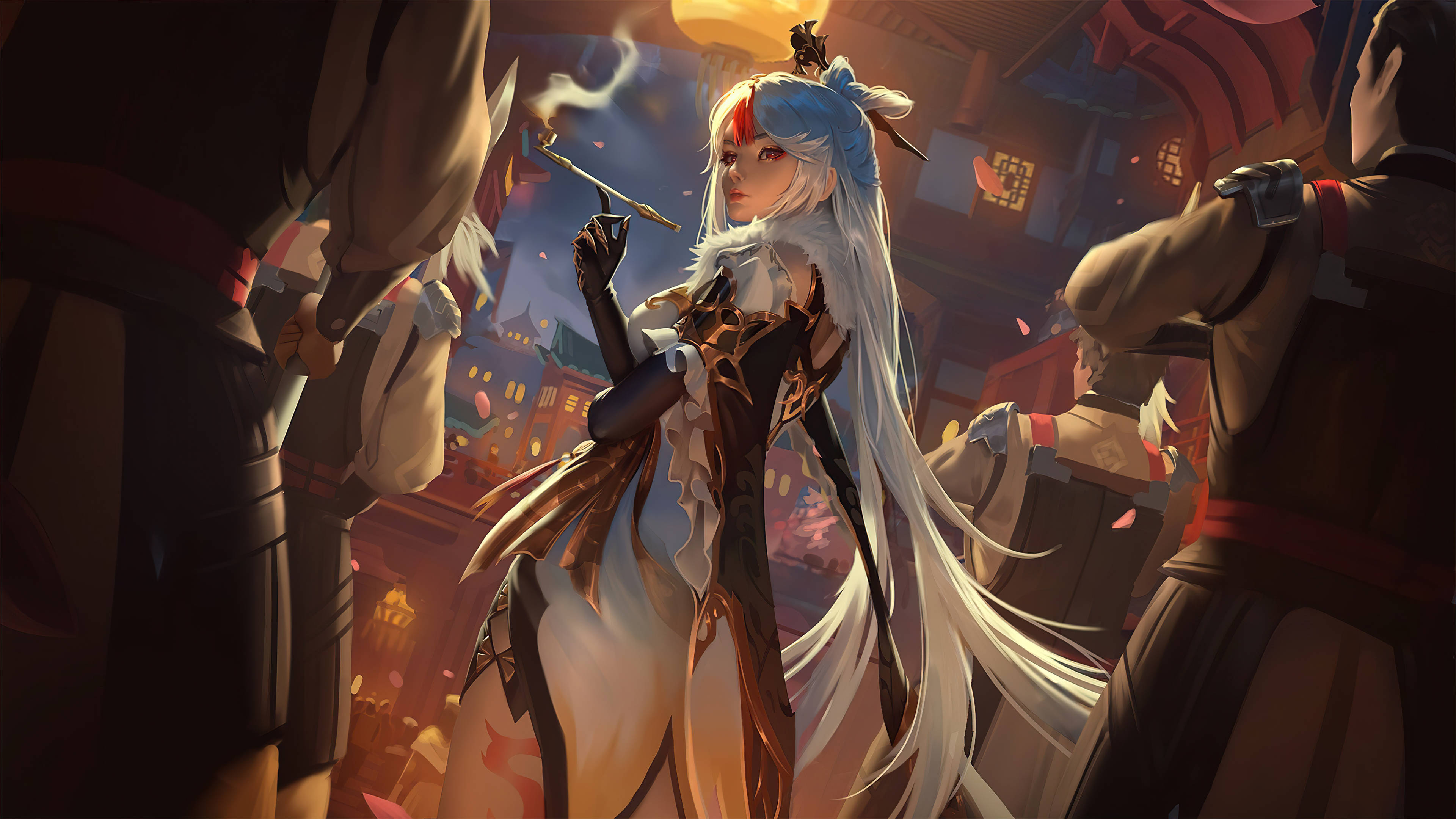 Genshin Impact 4K, anime girl, white hair, 4K Desktop Wallpaper