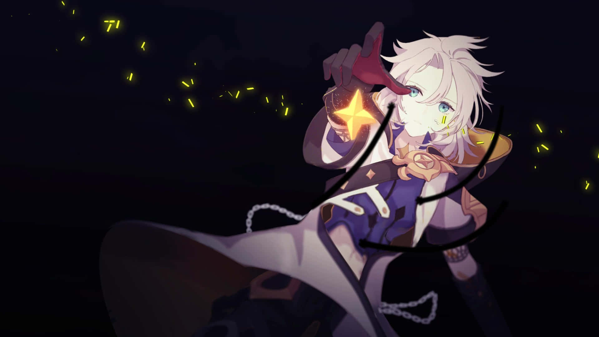 Albedo, Genshin Impact, white-haired anime character, Full HD Desktop Wallpaper