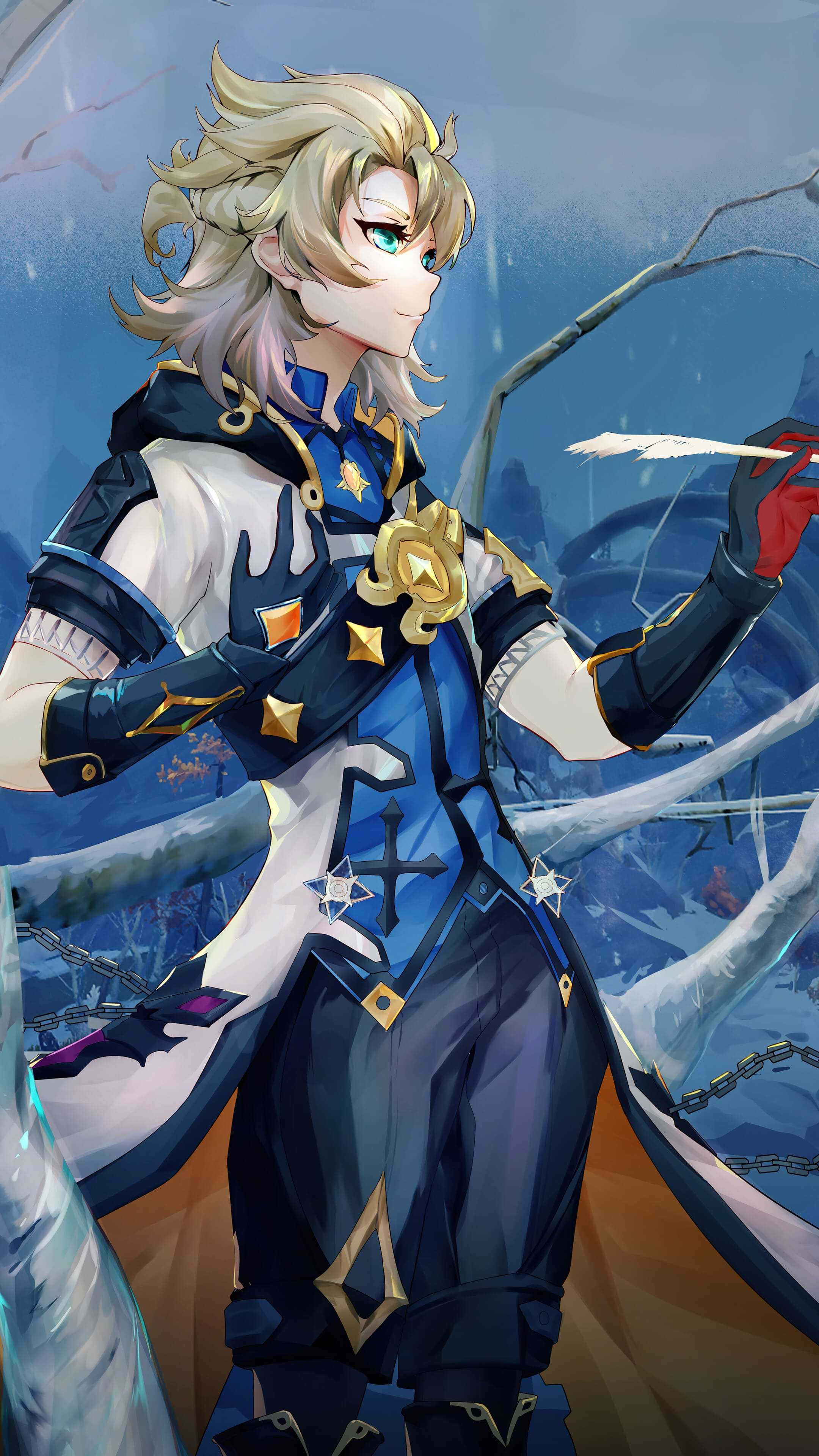 Albedo, Genshin Impact, blonde-haired anime character, 4K Phone Wallpaper