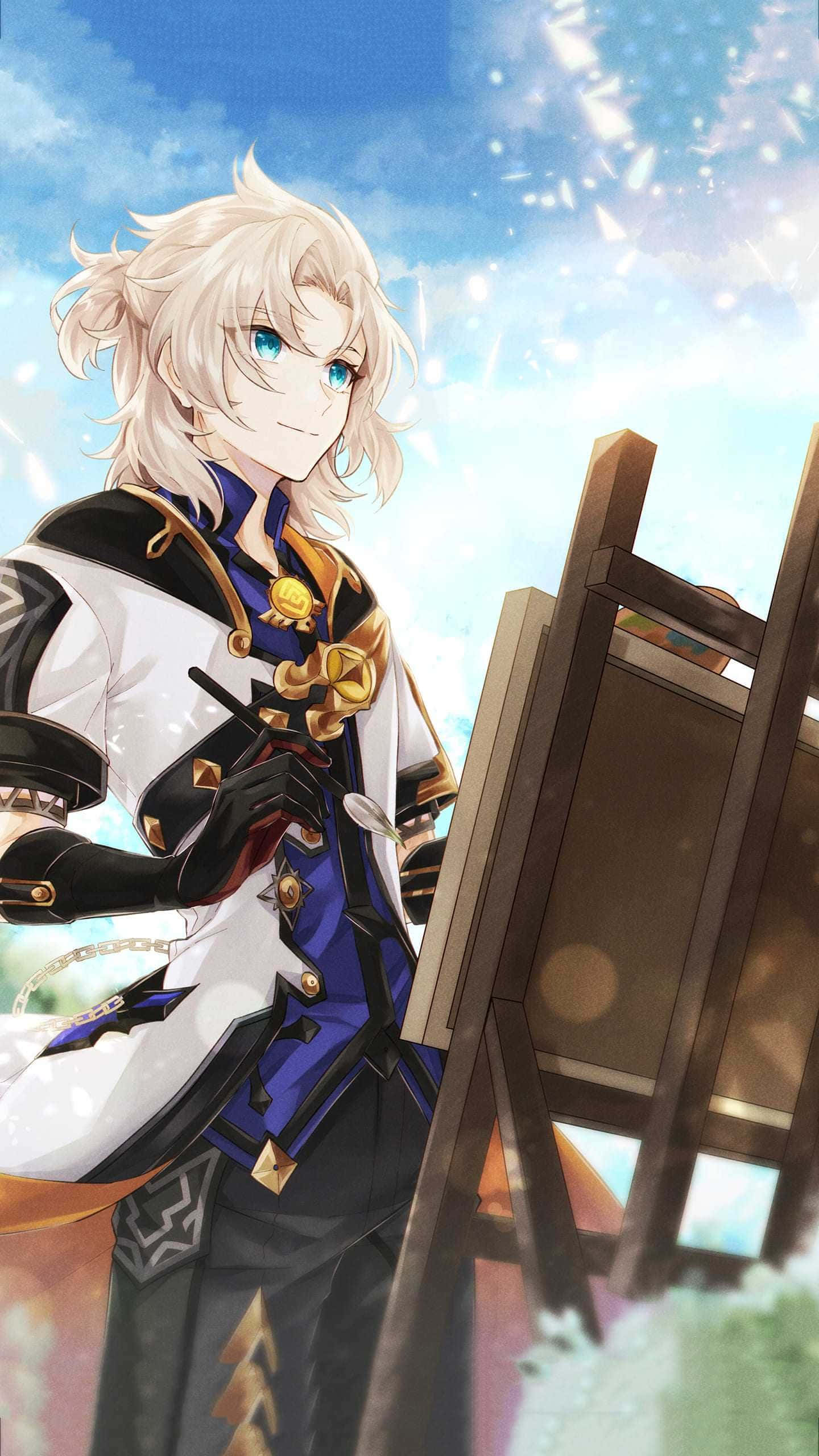 Albedo, Genshin Impact, white hair, 2K Phone Wallpaper