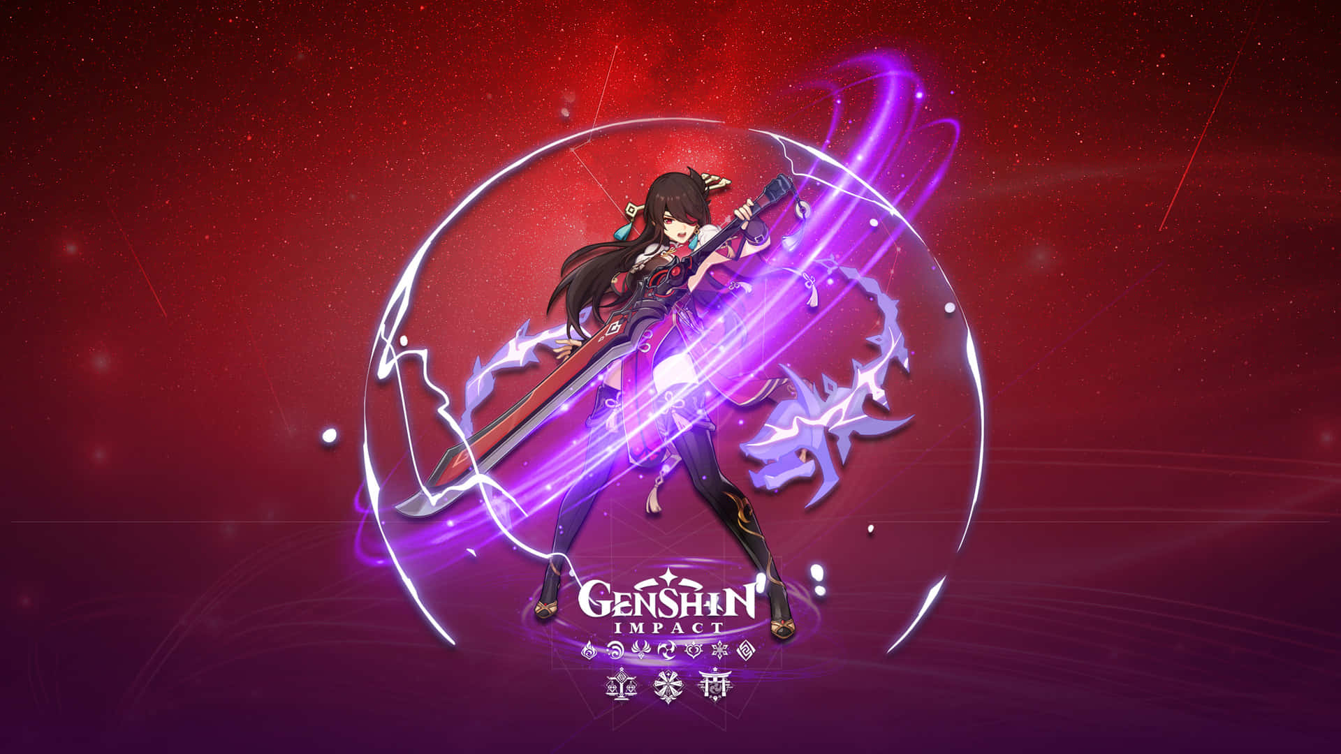 Genshin Impact, Beidou, glowing sword, Full HD Desktop Wallpaper