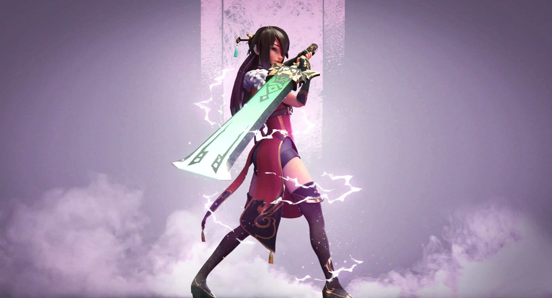 Genshin Impact, Beidou, glowing sword, Full HD Desktop Wallpaper