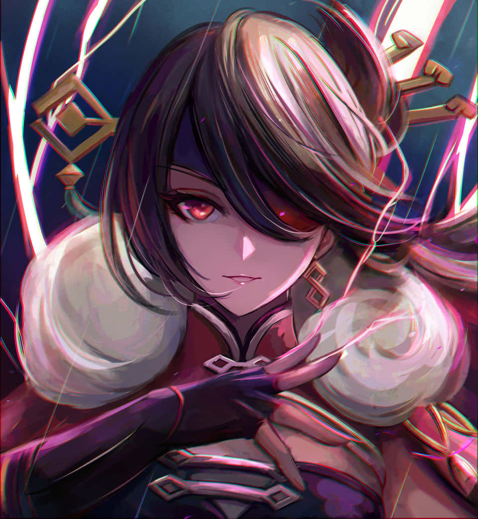 Beidou, Genshin Impact, glowing red eyes, SD Phone Wallpaper