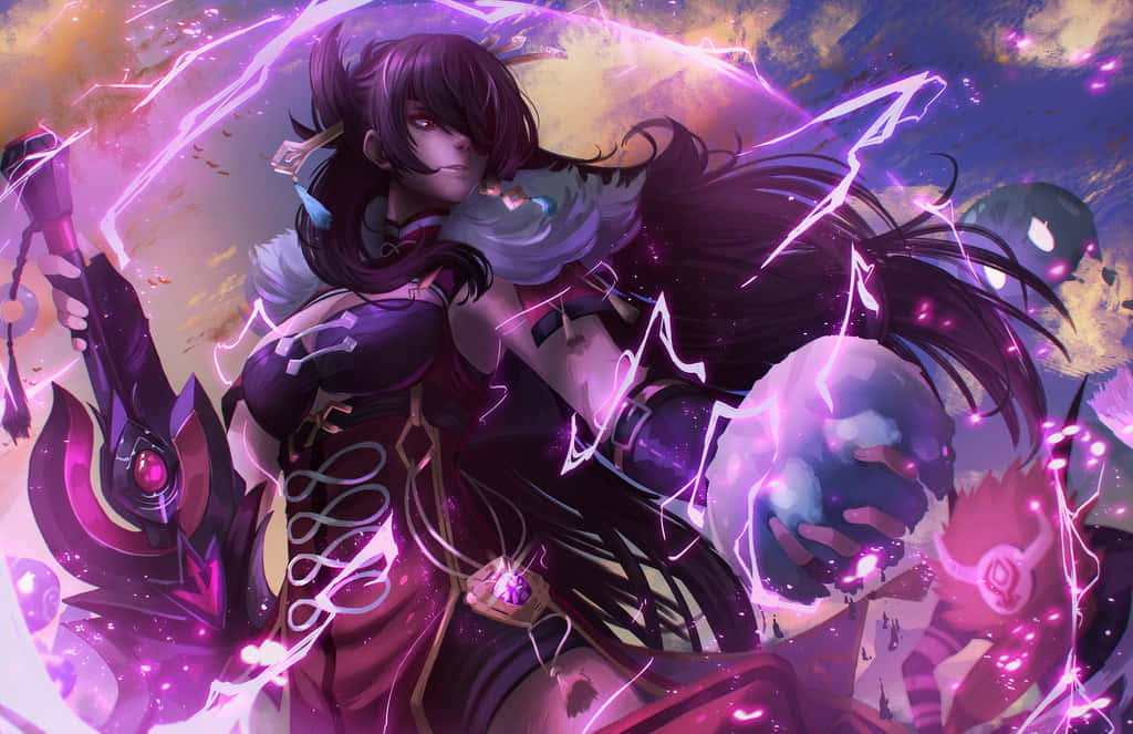 Beidou, Genshin Impact, purple lightning, SD Desktop Wallpaper