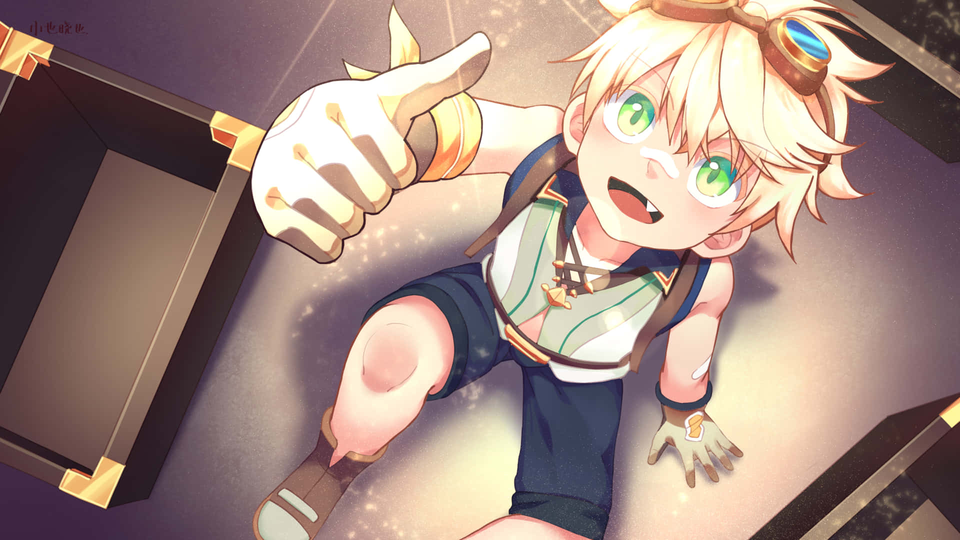 Genshin Impact, Bennett, green eyes, Full HD Desktop Wallpaper