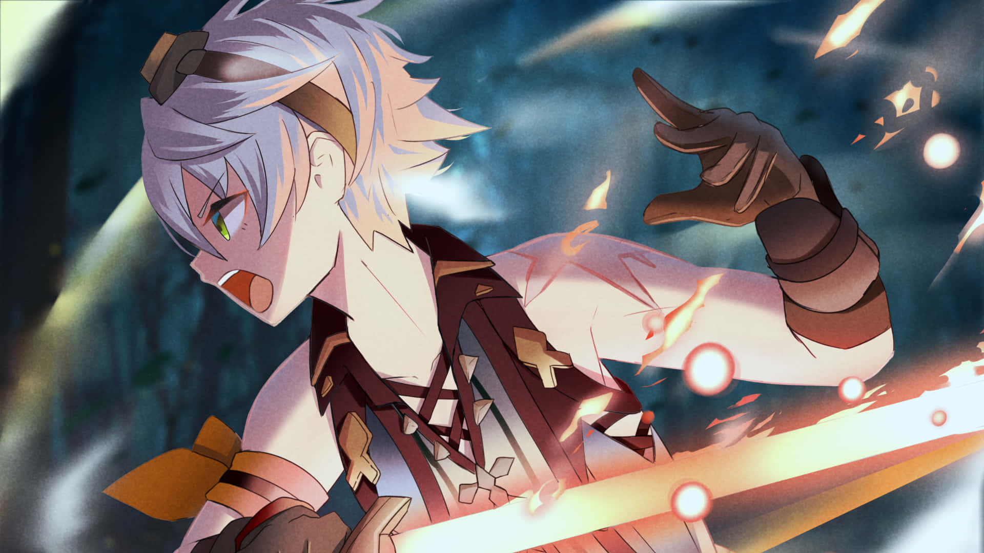 Genshin Impact, Bennett, silver-haired anime character, Full HD Desktop Wallpaper