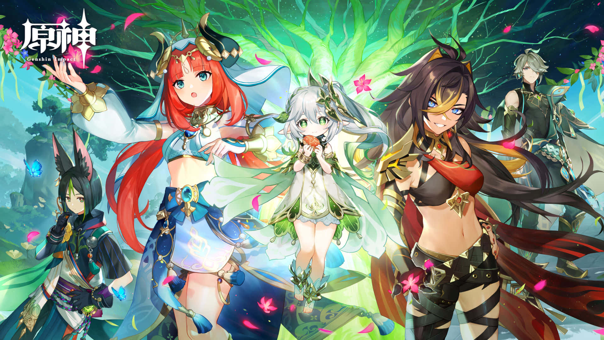 Genshin Impact Characters, anime characters, unique outfits, Full HD Desktop Wallpaper