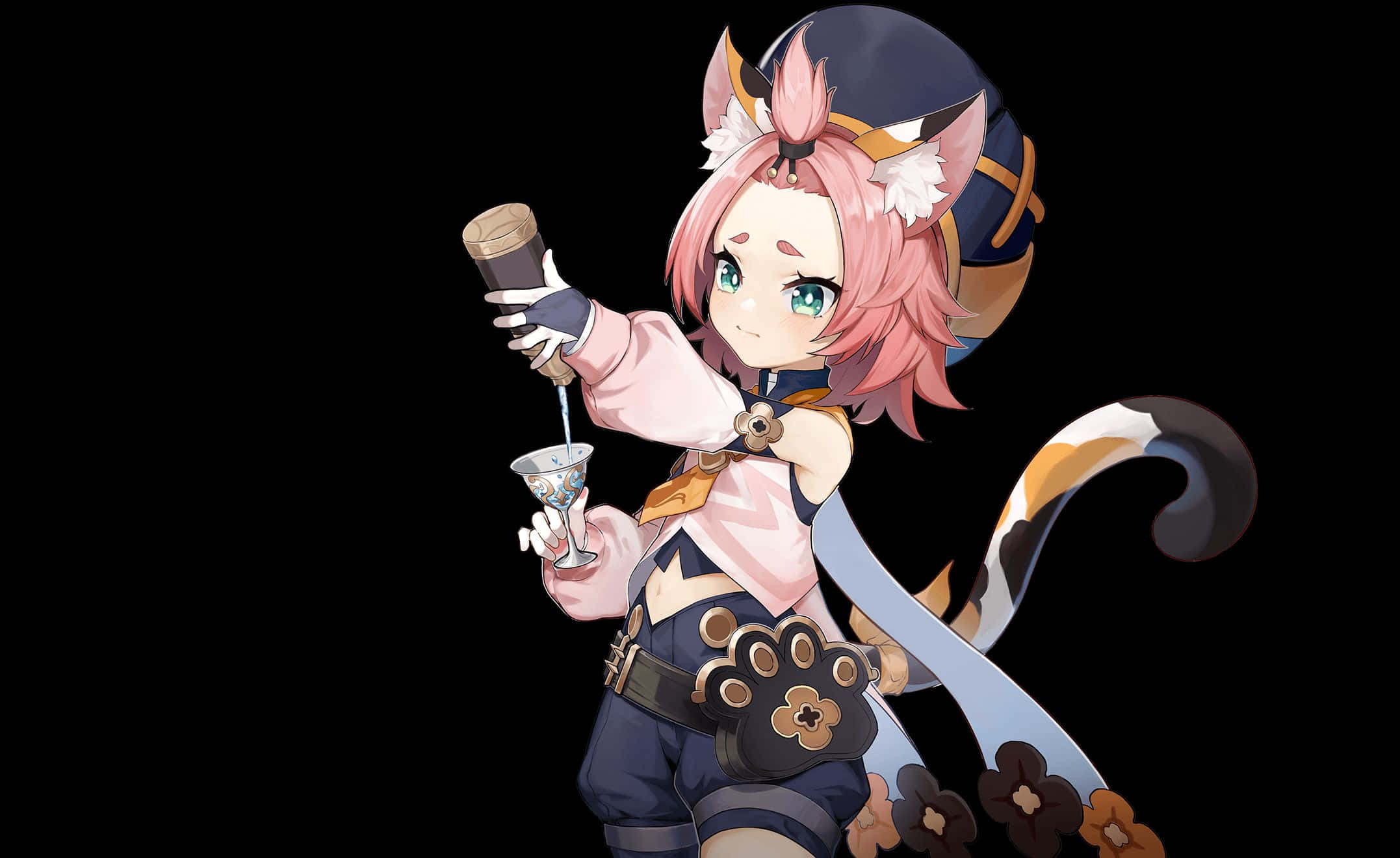 Genshin Impact, Diona, pink-haired anime girl, Full HD Desktop Wallpaper