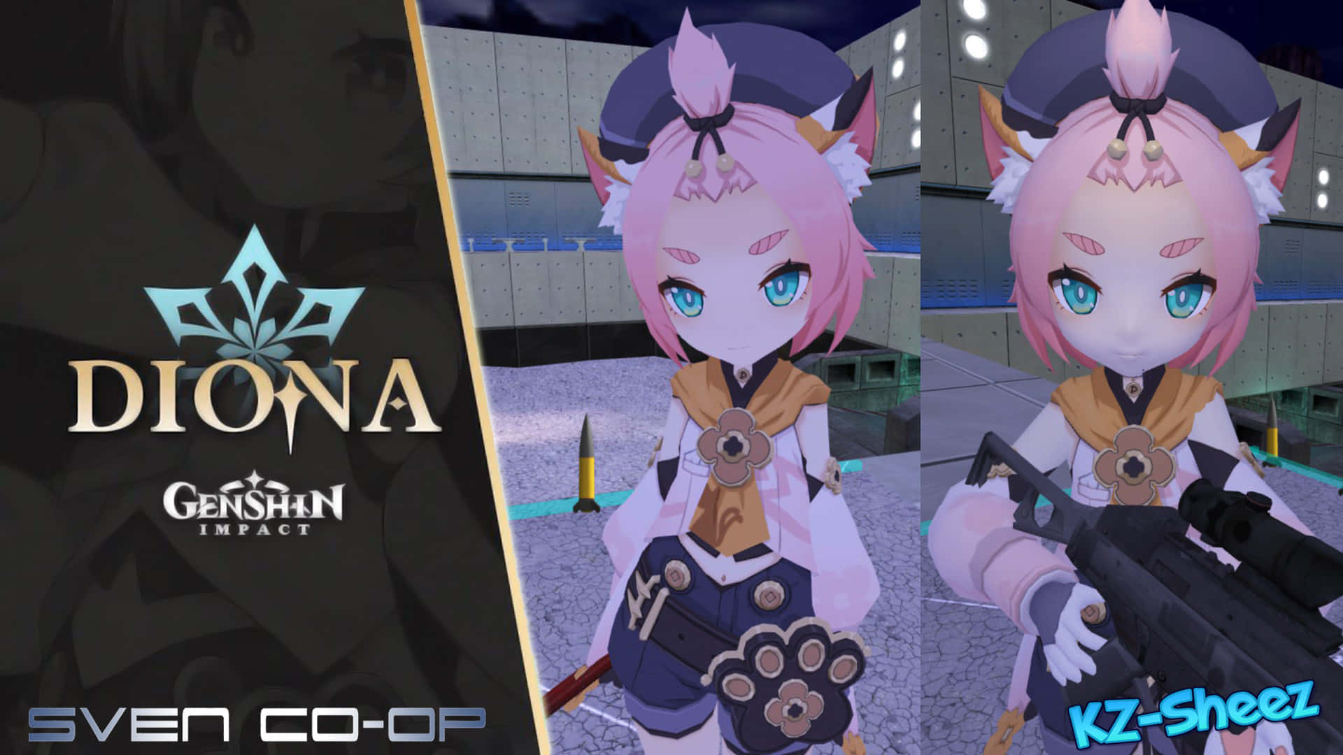 Genshin Impact, Diona, chibi-style, Full HD Desktop Wallpaper