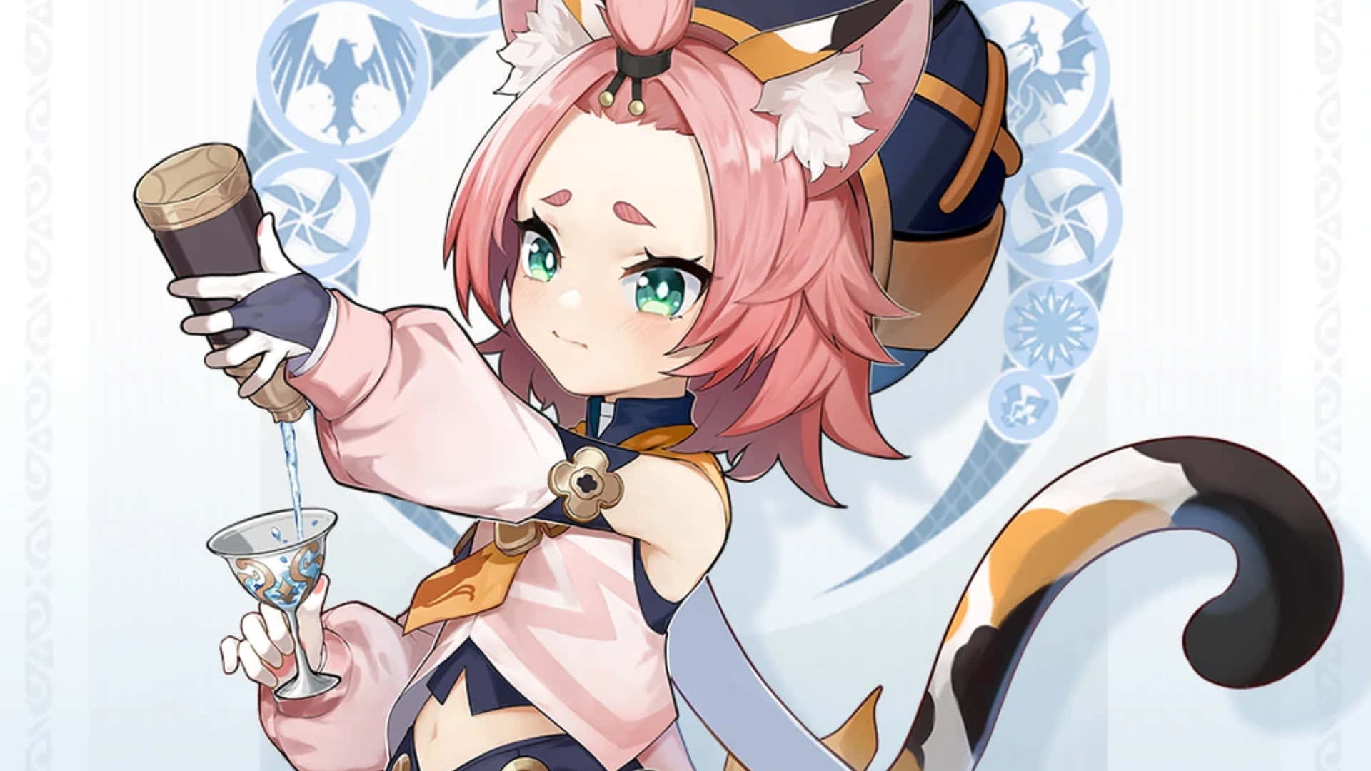 Genshin Impact, Diona, pink-haired anime girl, Full HD Desktop Wallpaper