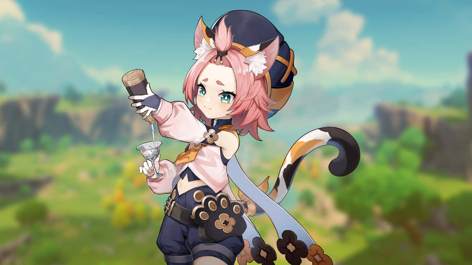 Diona, Genshin Impact, pink-haired, HD Desktop Wallpaper