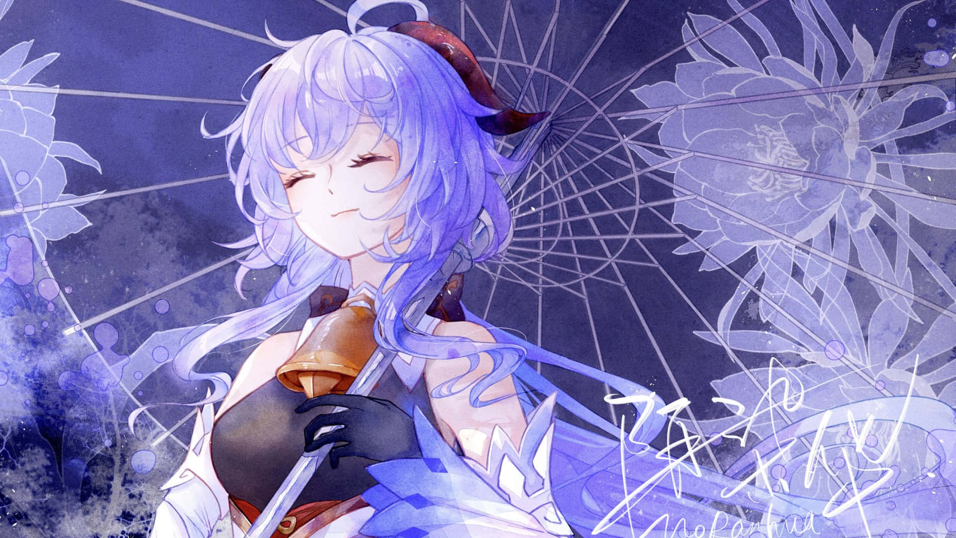 Genshin Impact, Ganyu, lavender hair, Full HD Desktop Wallpaper