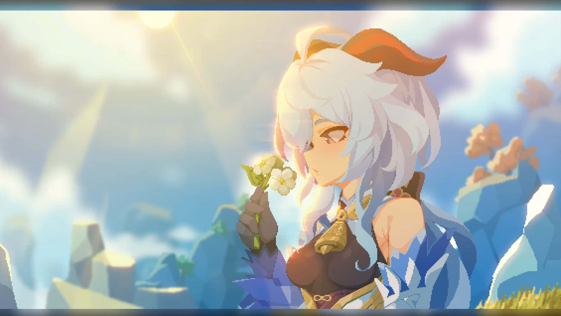 Genshin Impact, Ganyu, white hair, Full HD Desktop Wallpaper