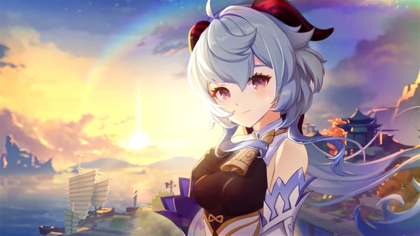 Genshin Impact, Ganyu, silver-haired anime girl, HD Desktop Wallpaper