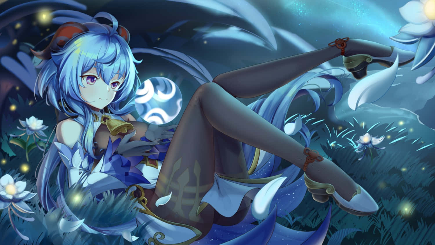 Genshin Impact, Ganyu, blue-haired anime girl, HD Desktop Wallpaper