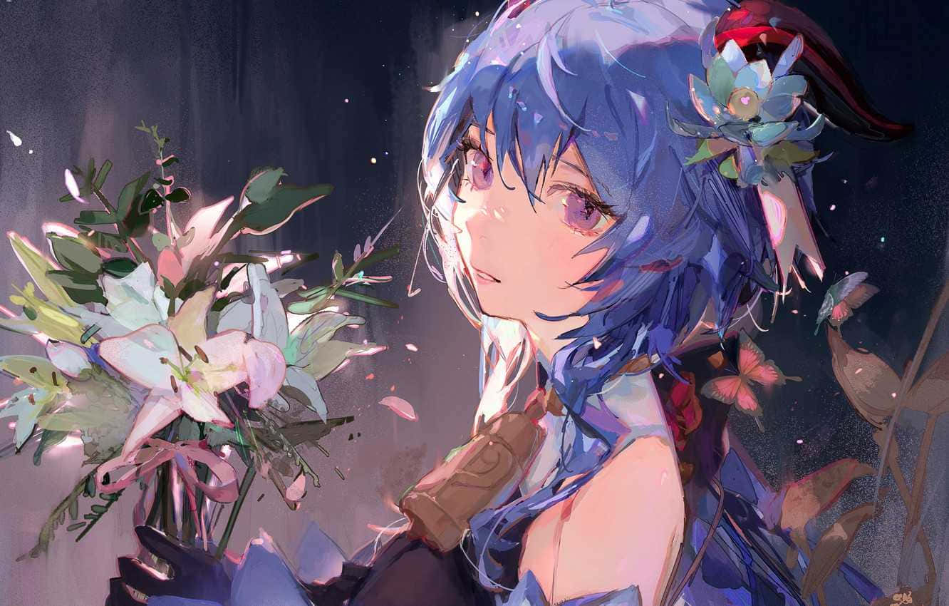 Genshin Impact, Ganyu, blue-haired anime girl, HD Desktop Wallpaper