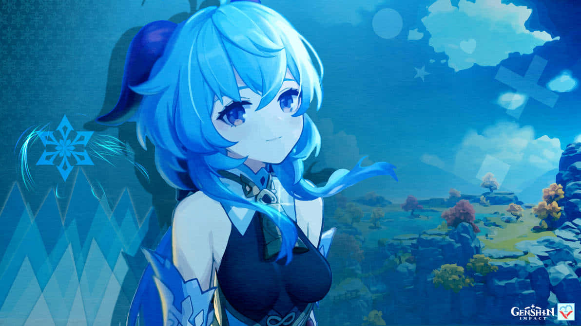Genshin Impact, Ganyu, blue-haired anime girl, SD Desktop Wallpaper