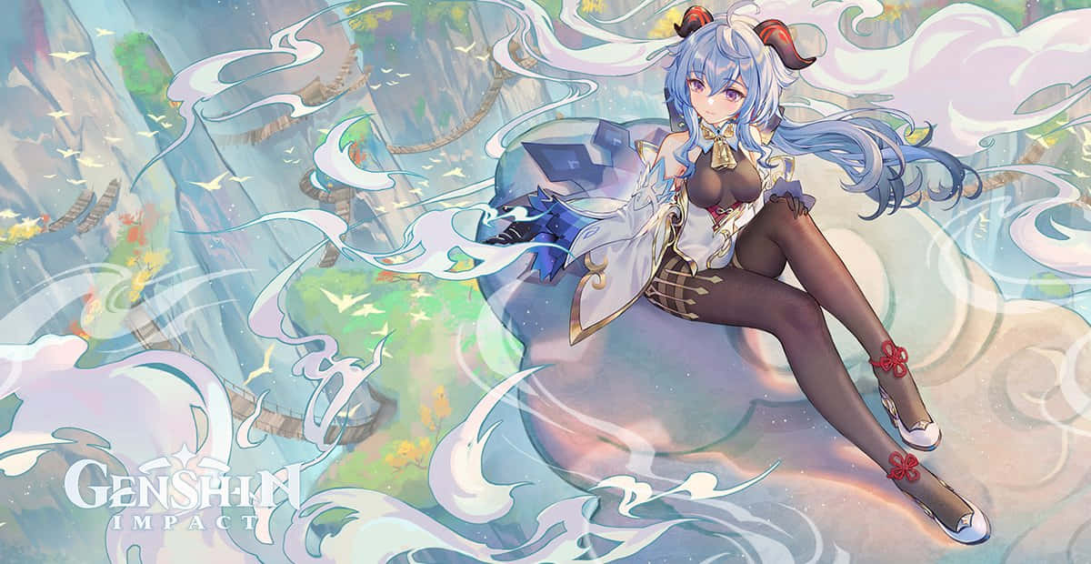 Genshin Impact, Ganyu, blue-haired, SD Desktop Wallpaper