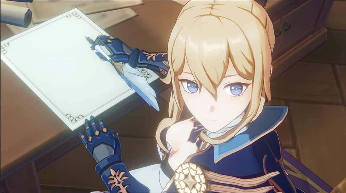 Genshin Impact, Jean, blue armor, SD Desktop Wallpaper