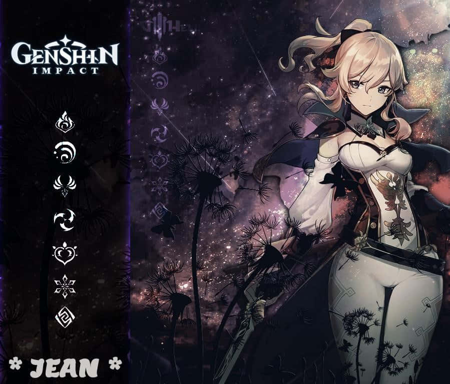Genshin Impact Jean, blonde anime girl, white and black outfit, SD Desktop Wallpaper