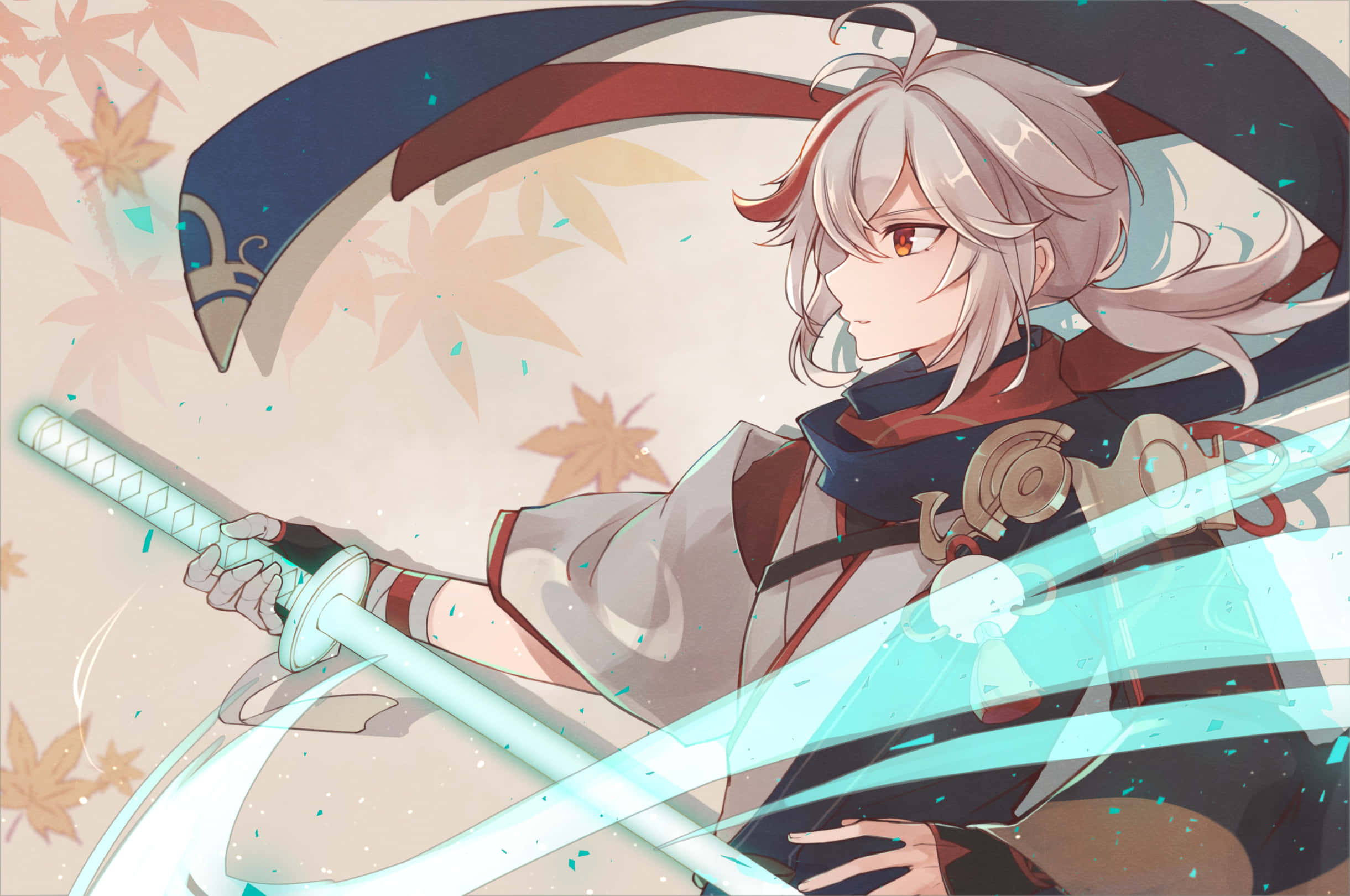 Genshin Impact, Kazuha, silver hair, Full HD Desktop Wallpaper
