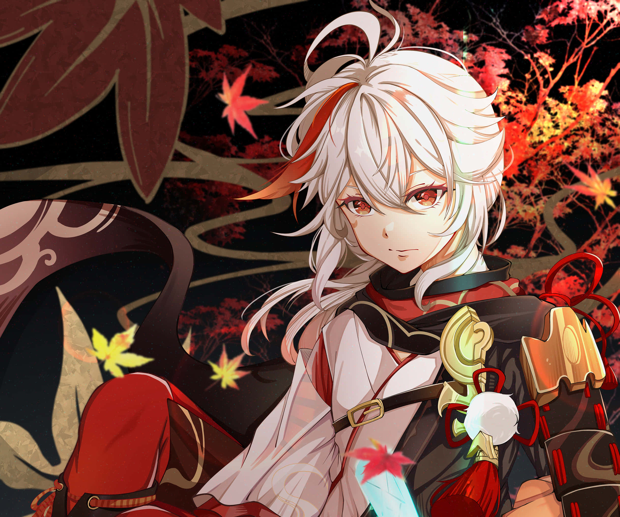 Genshin Impact, Kazuha, white-haired, Full HD Desktop Wallpaper