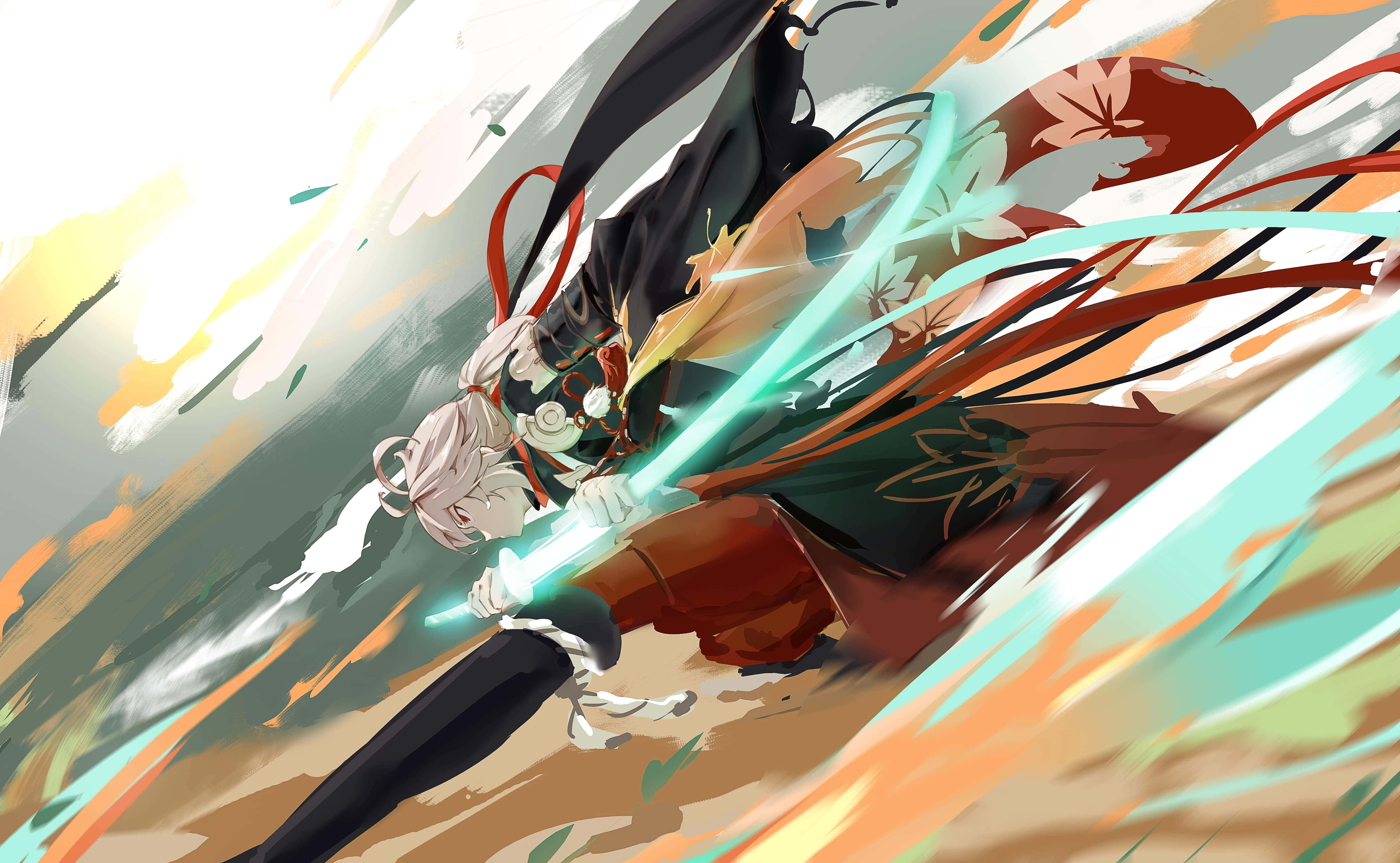 Genshin Impact, Kazuha, white hair, 4K Desktop Wallpaper