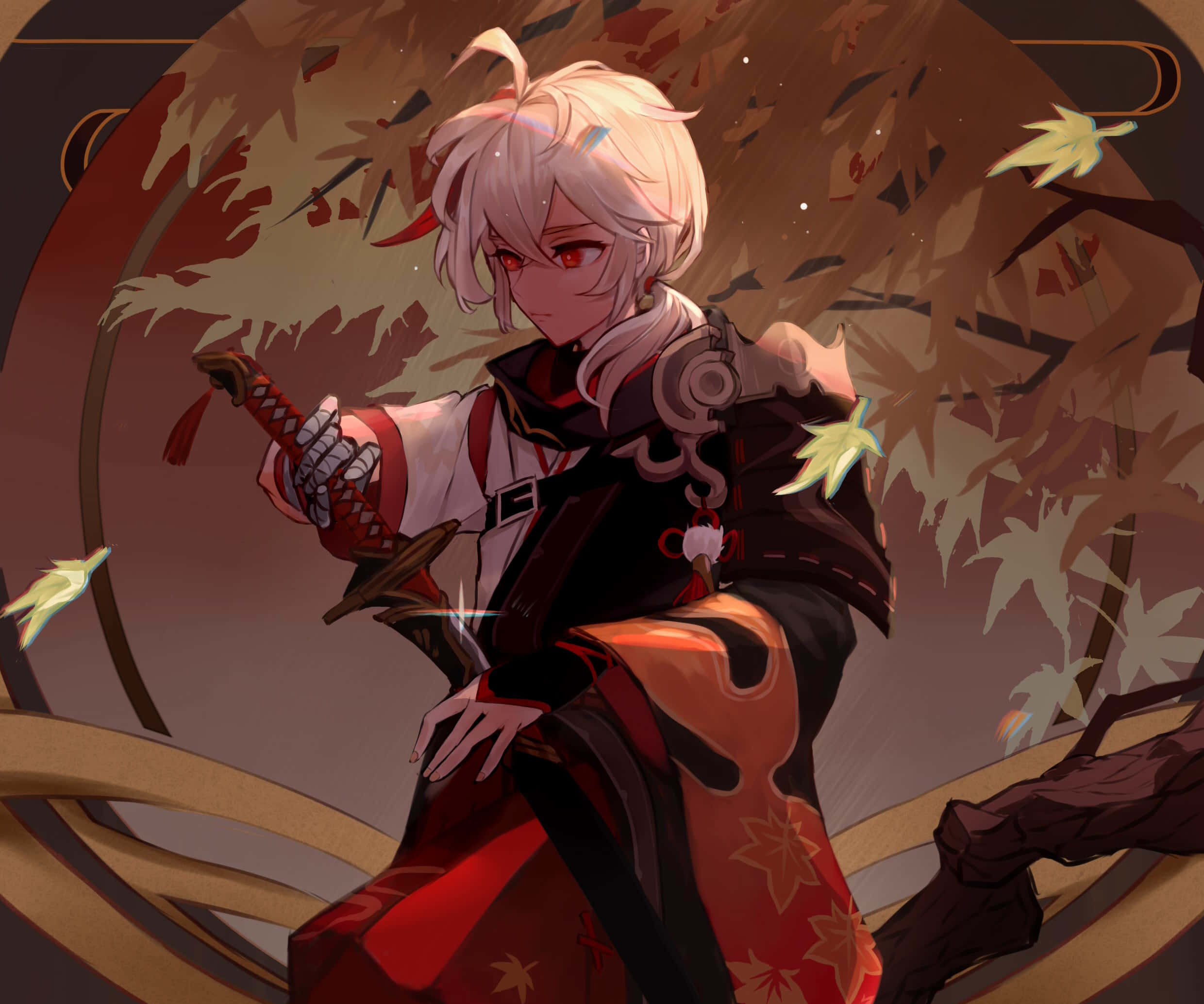 Genshin Impact, Kazuha, white-haired, Full HD Desktop Wallpaper