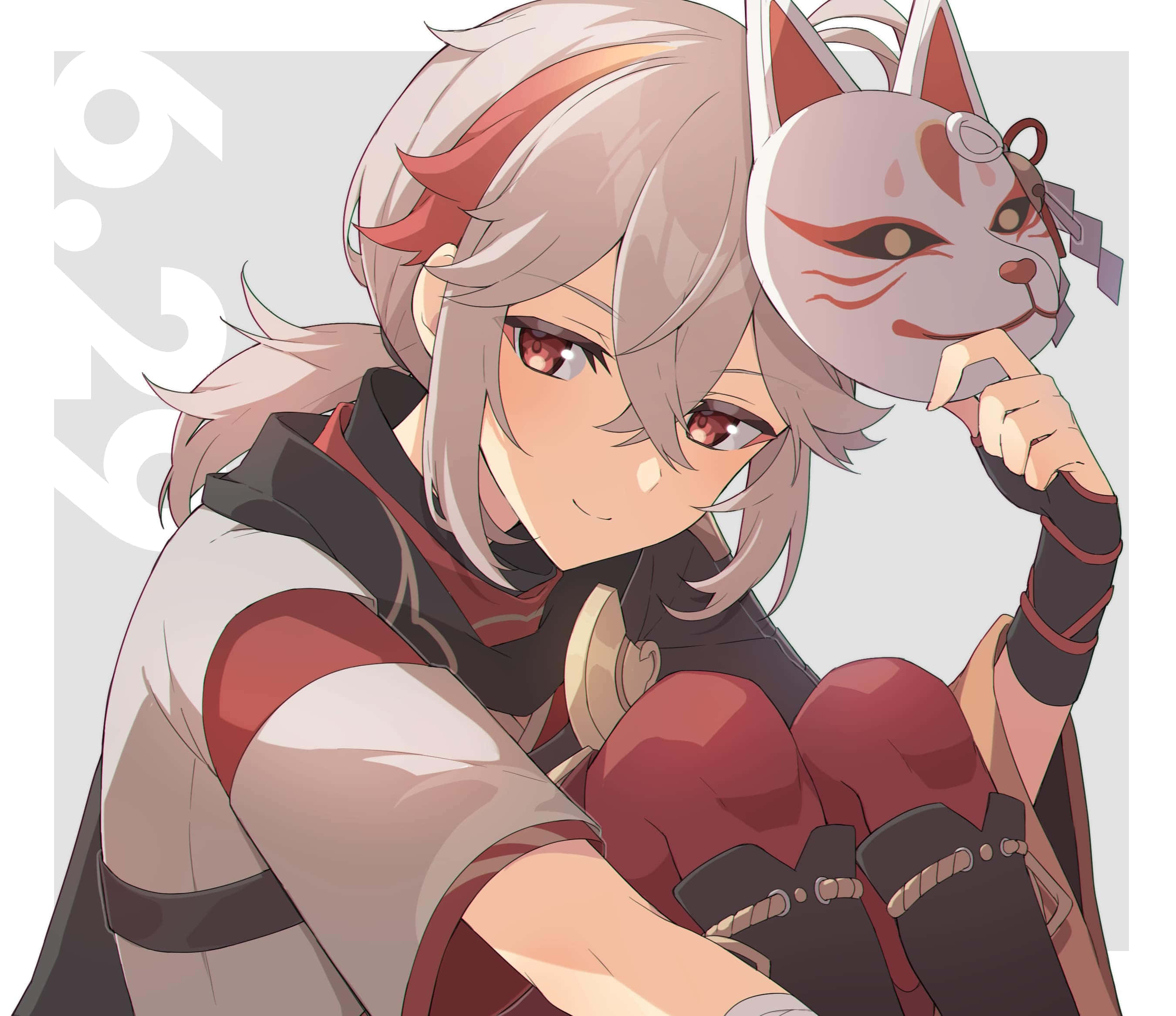 Genshin Impact, Kazuha, silver hair, 2K Desktop Wallpaper