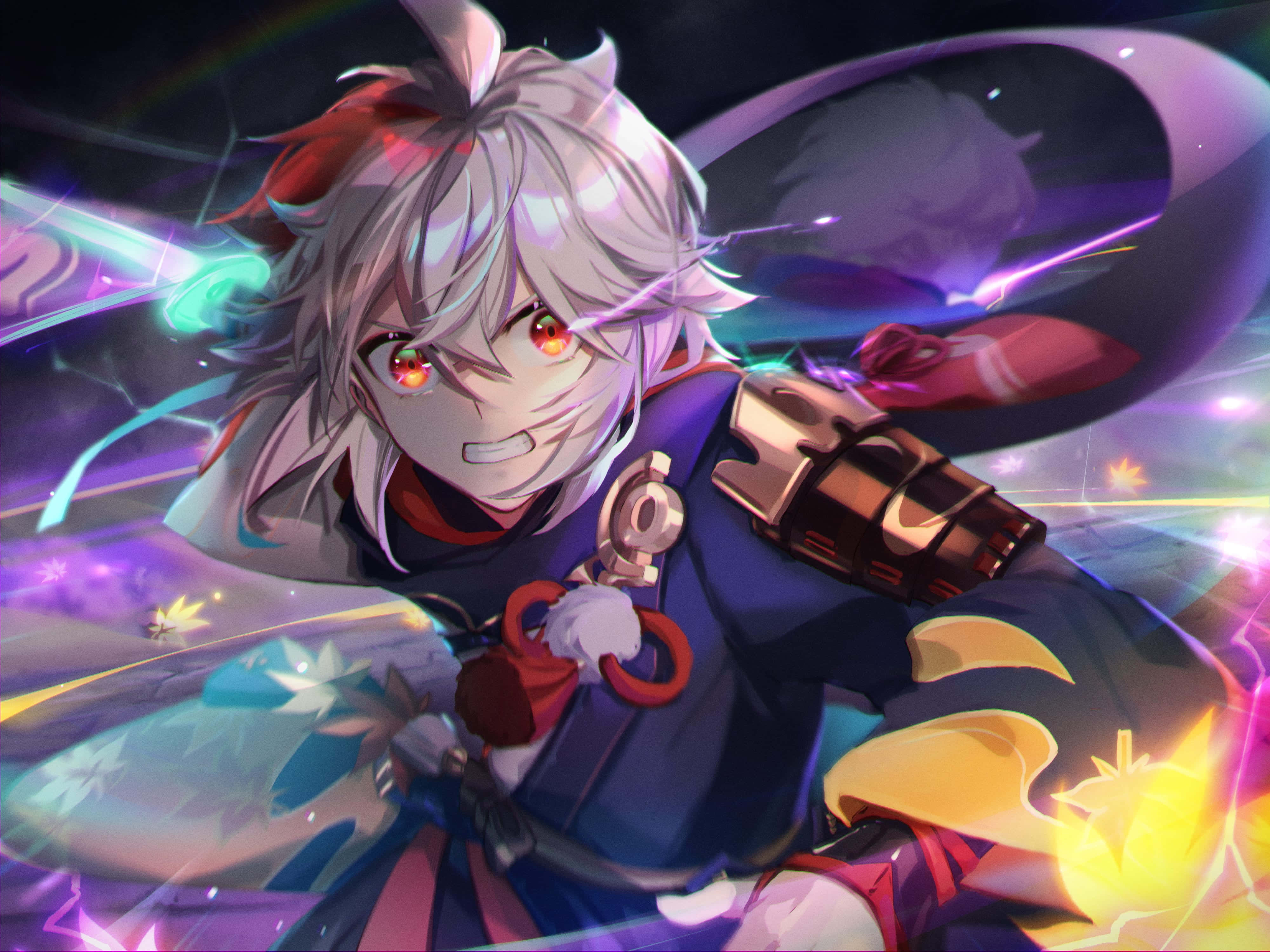 Kazuha, Genshin Impact, white hair, 4K Desktop Wallpaper