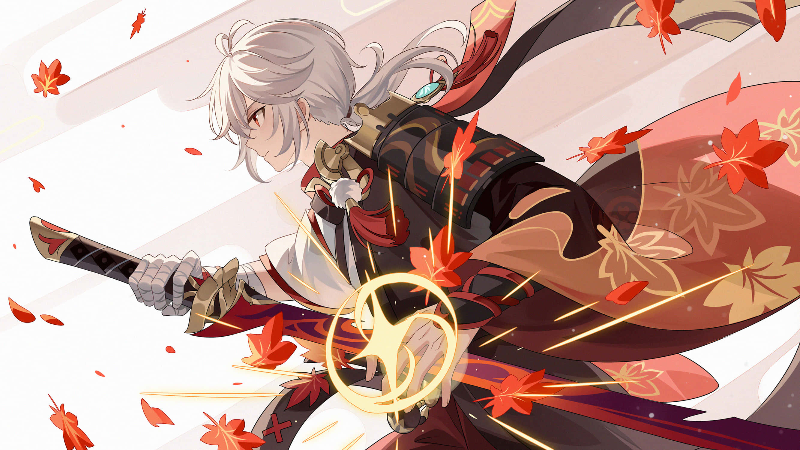 Genshin Impact, Kazuha, silver-haired, 2K Desktop Wallpaper
