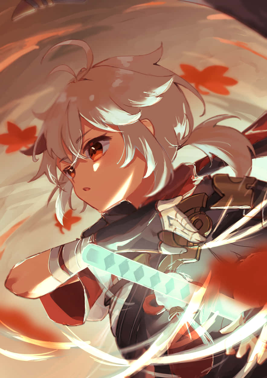 Kazuha, Genshin Impact, silver hair, SD Phone Wallpaper