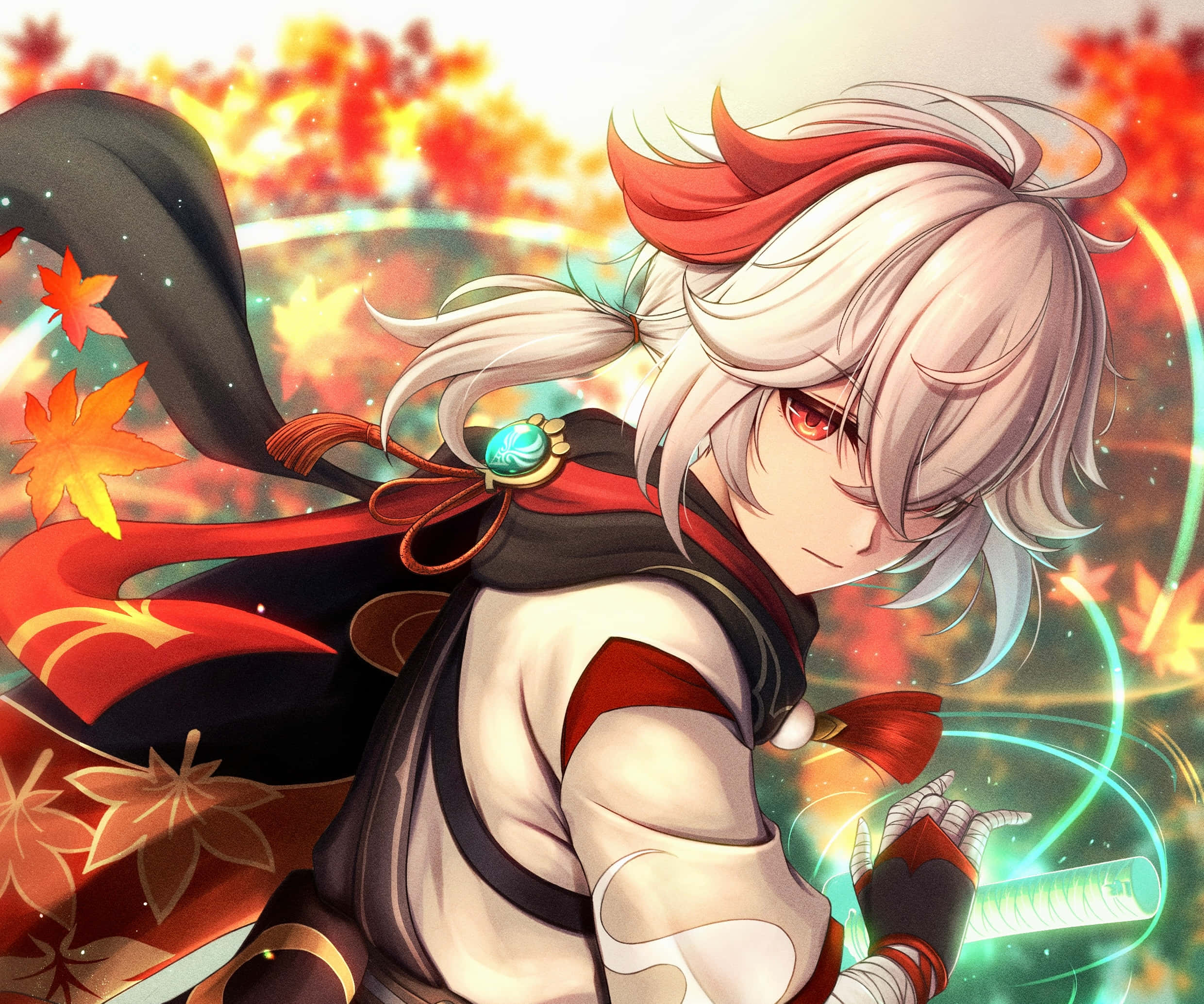 Genshin Impact, Kazuha, white hair, Full HD Desktop Wallpaper