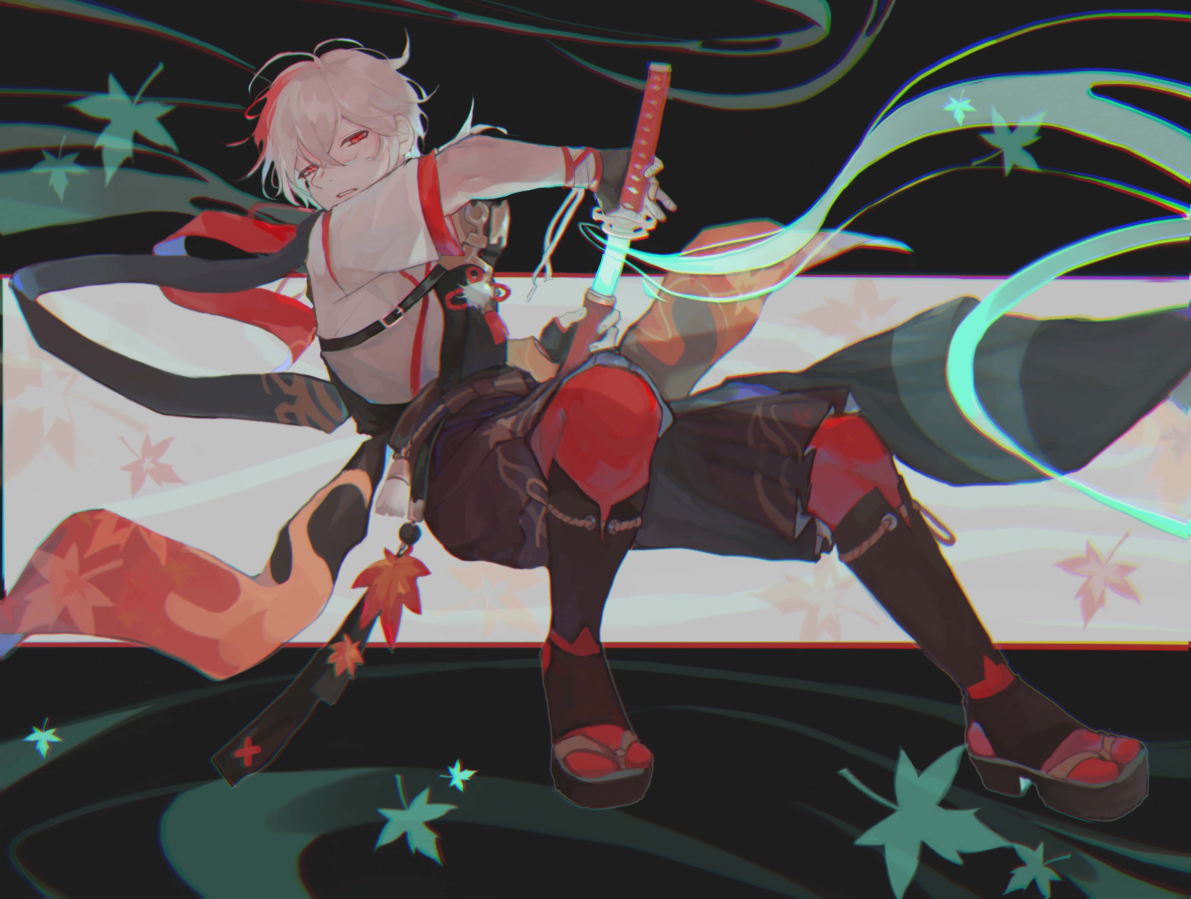 Kazuha, Genshin Impact, white hair, 4K Desktop Wallpaper