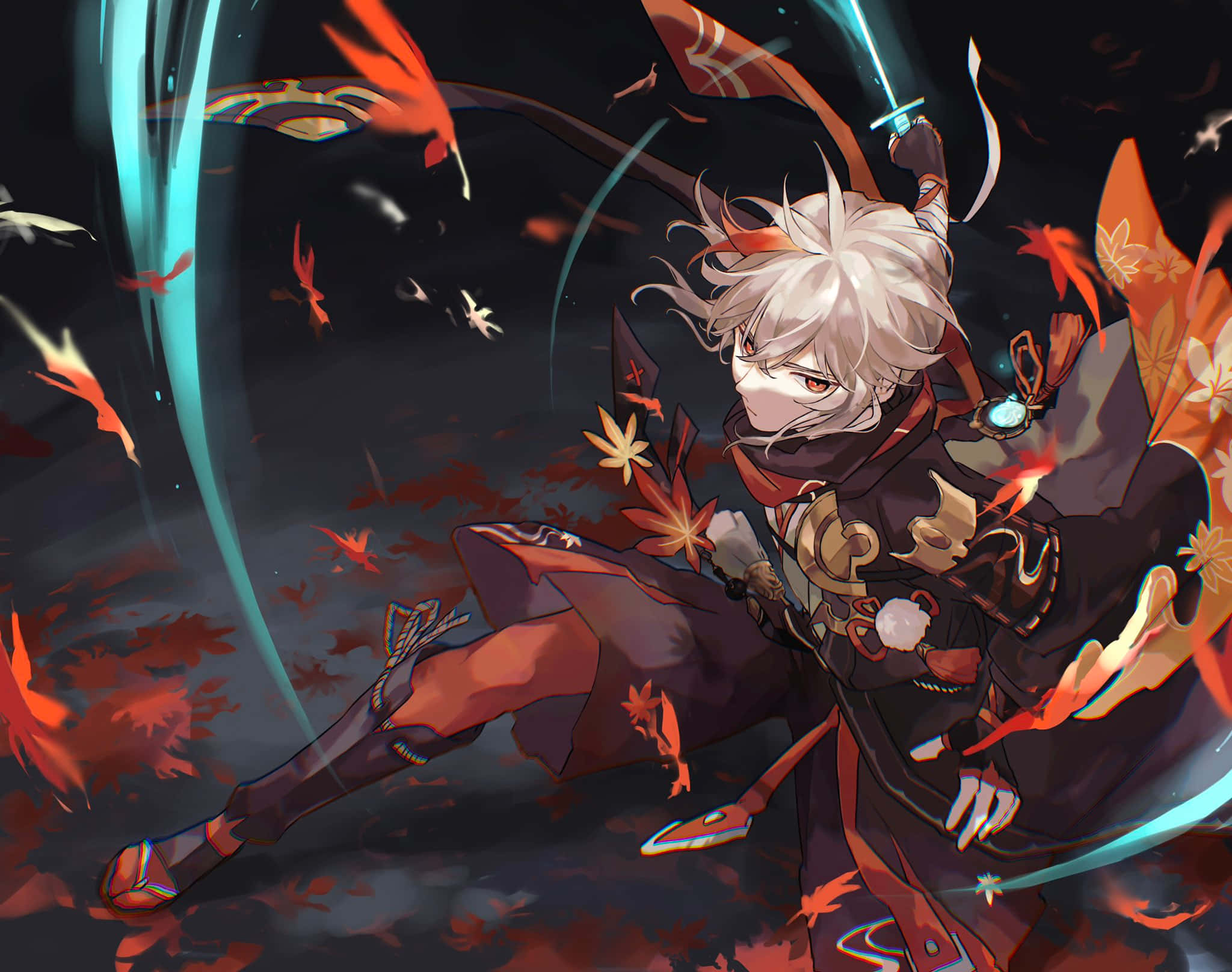 Genshin Impact, Kazuha, glowing sword, Full HD Desktop Wallpaper