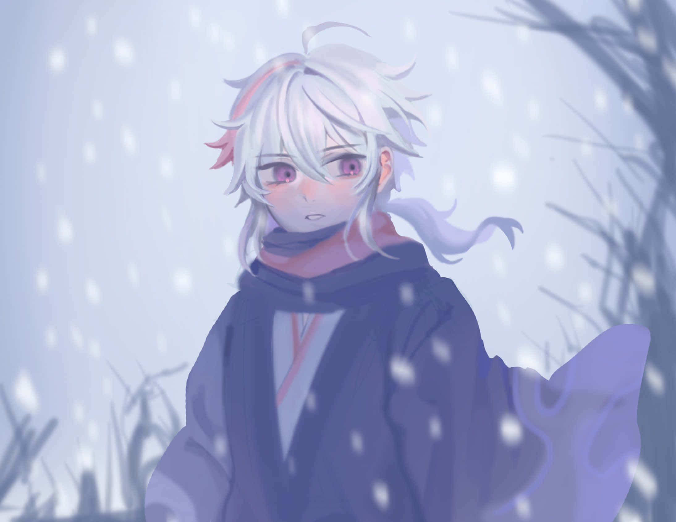 Kazuha, Genshin Impact, snowy field, Full HD Desktop Wallpaper